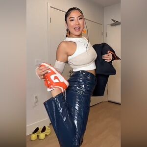 Good American Navy Blue Straight Leg Pants